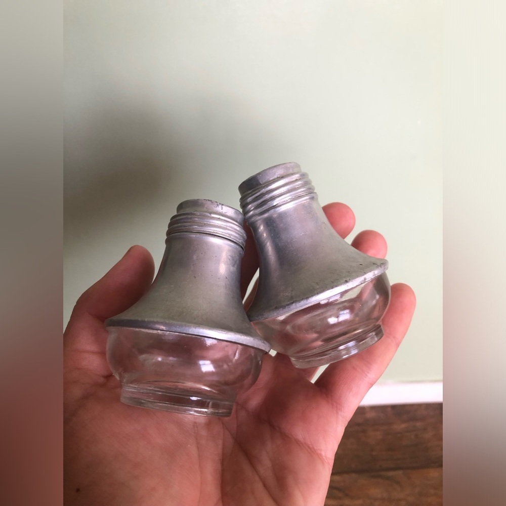 Vintage Aluminum and Glass Atomic Salt and Pepper Shaker USA Spice Shakers Retro